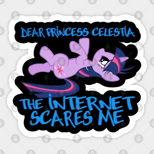 The internet scares me Sticker by Brony Designs